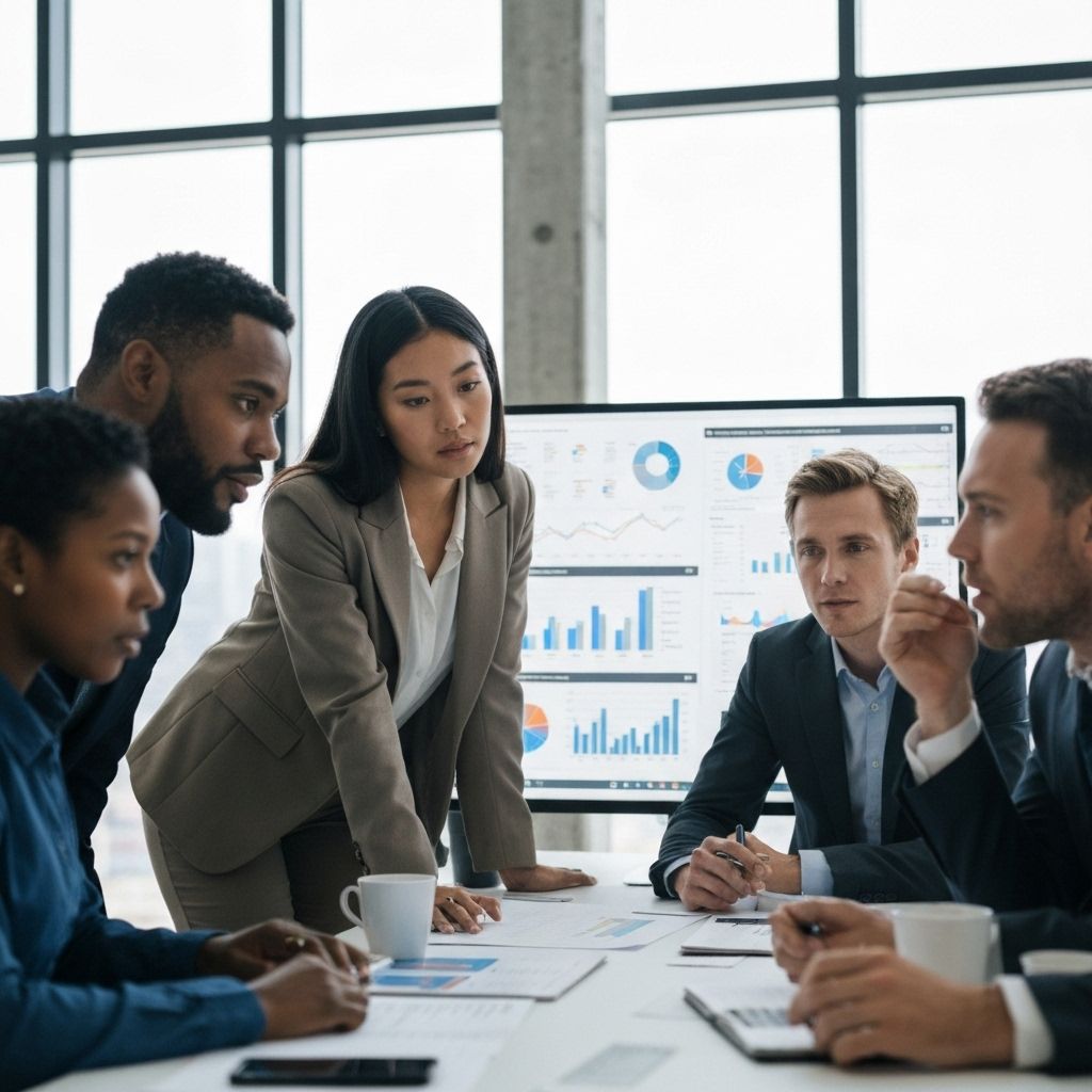 Professional research team analyzing data